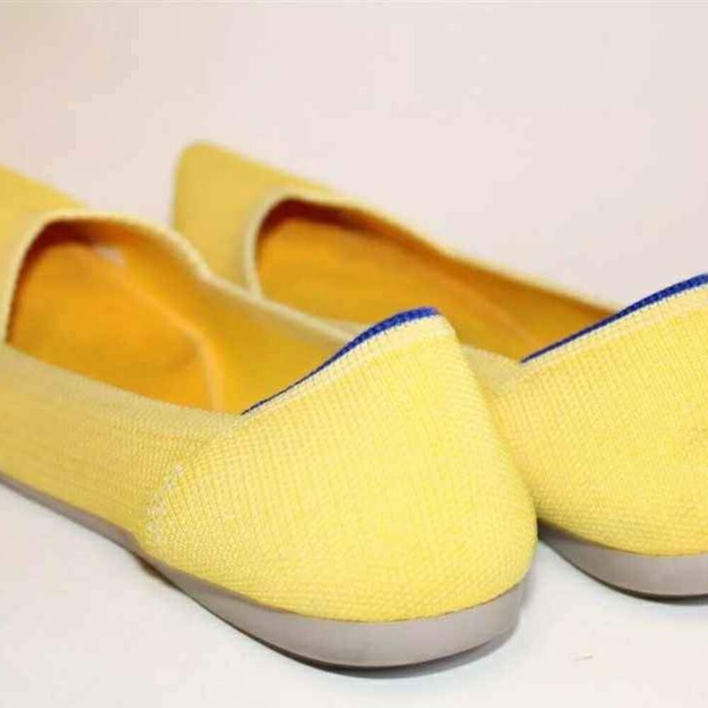 Rothy's Designer The Point Ballet Flats Sunlight Yellow Textile Shoes Size 7 - Picture 6 of 9